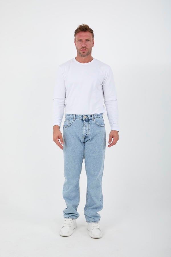 Kot Baggy Kalıp Erkek Pantolon - Taş