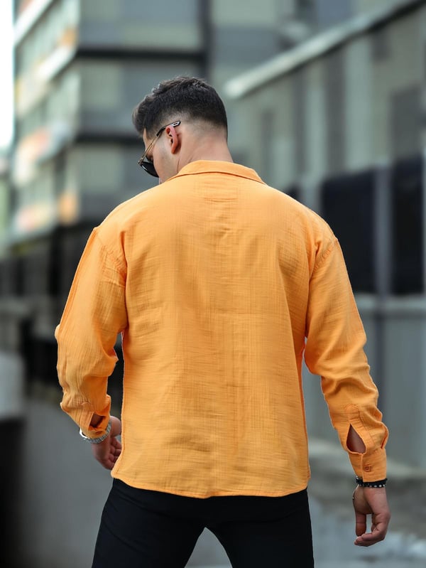 Oversize Müslin Kumaş Gömlek - Sarı