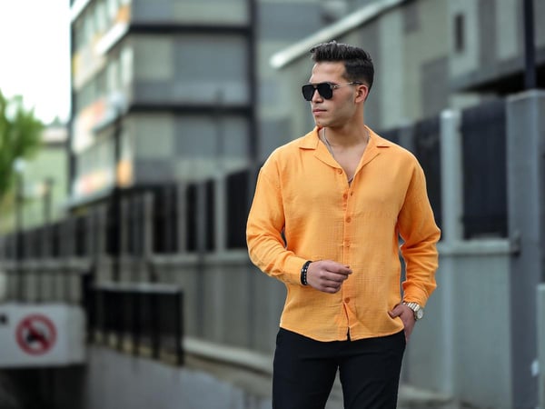 Oversize Müslin Kumaş Gömlek - Sarı