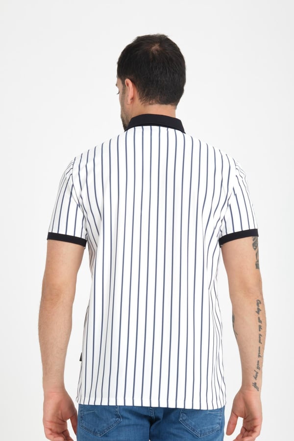 Premium Dik Çizgili Polo Yaka T-Shirt - Lacivert