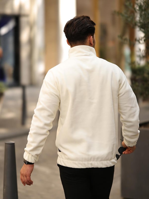 Premium Yarım Ferrmuar Polar Sweatshirt - Ekru