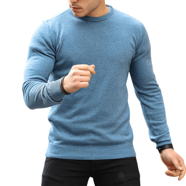 Reglan Kol Bisiklet Yaka İnce Kazak - İndigo