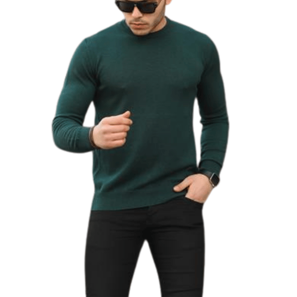 Reglan Kol Bisiklet Yaka Kazak - Zümrüt
