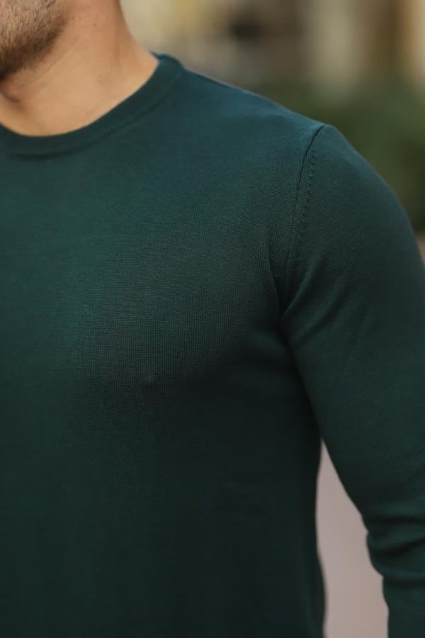 Reglan Kol Bisiklet Yaka Kazak - Zümrüt