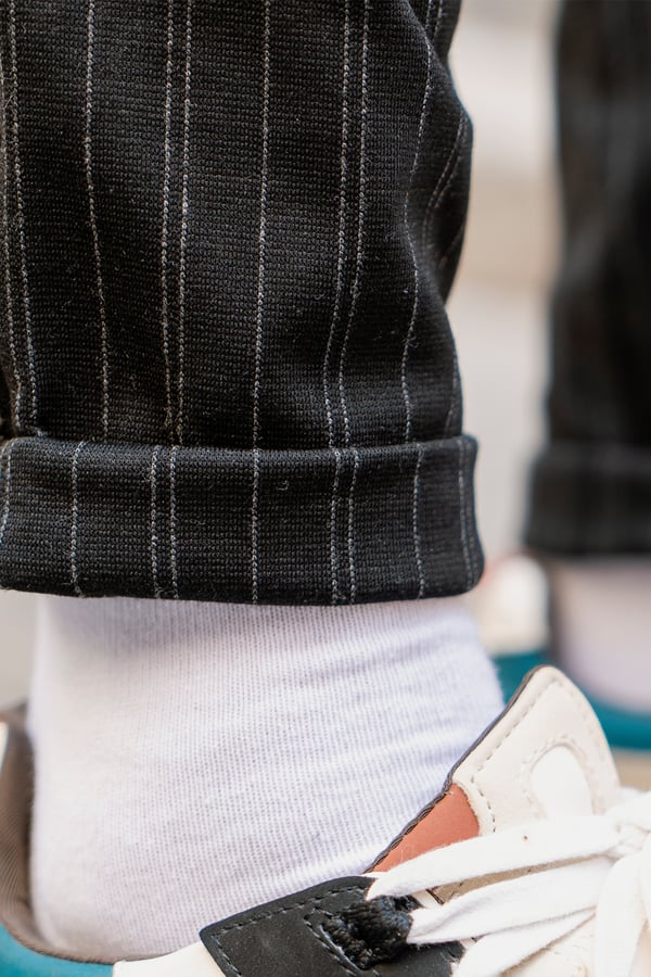 Siyah Erkek Çizgili Fit Jogger Bel Pantolon