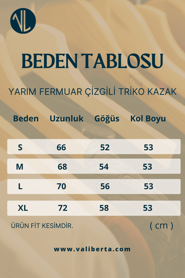 Yarım Fermuar Çizgili Triko Kazak - Siyah