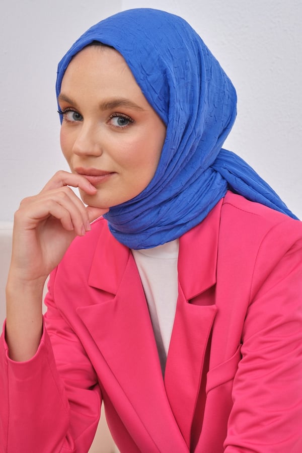 Viskon Kraş Şal Saks Mavisivskkra0013Şalland