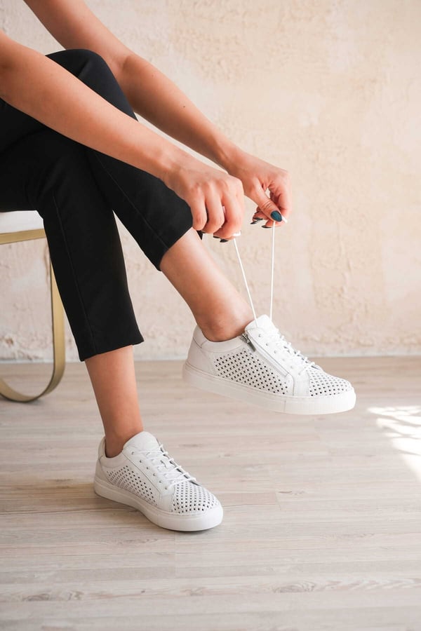 Lizbon Kadın Sneaker Beyaz Hakiki Deri Comfort Yumuşak Taban Günlük Spor Ayakkabı