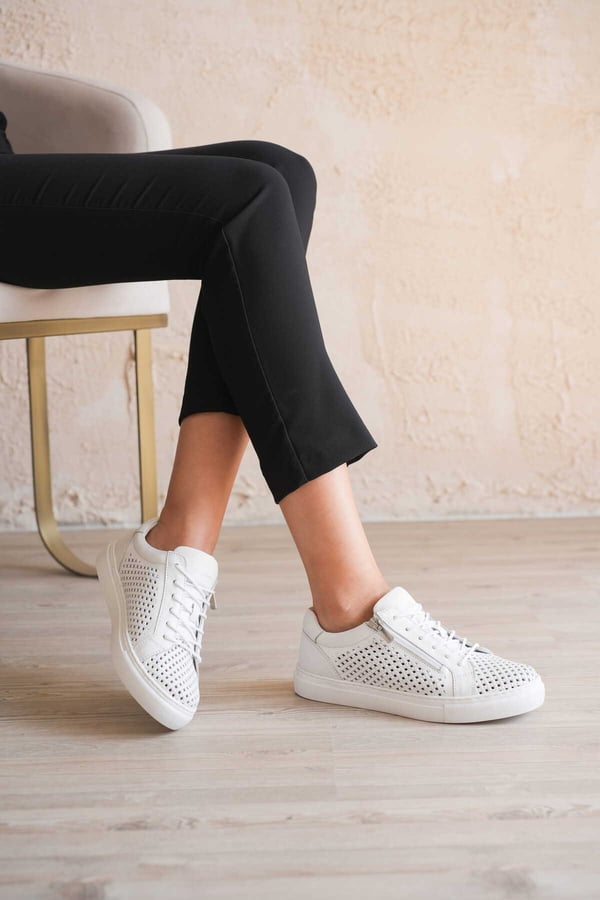 Lizbon Kadın Sneaker Beyaz Hakiki Deri Comfort Yumuşak Taban Günlük Spor Ayakkabı