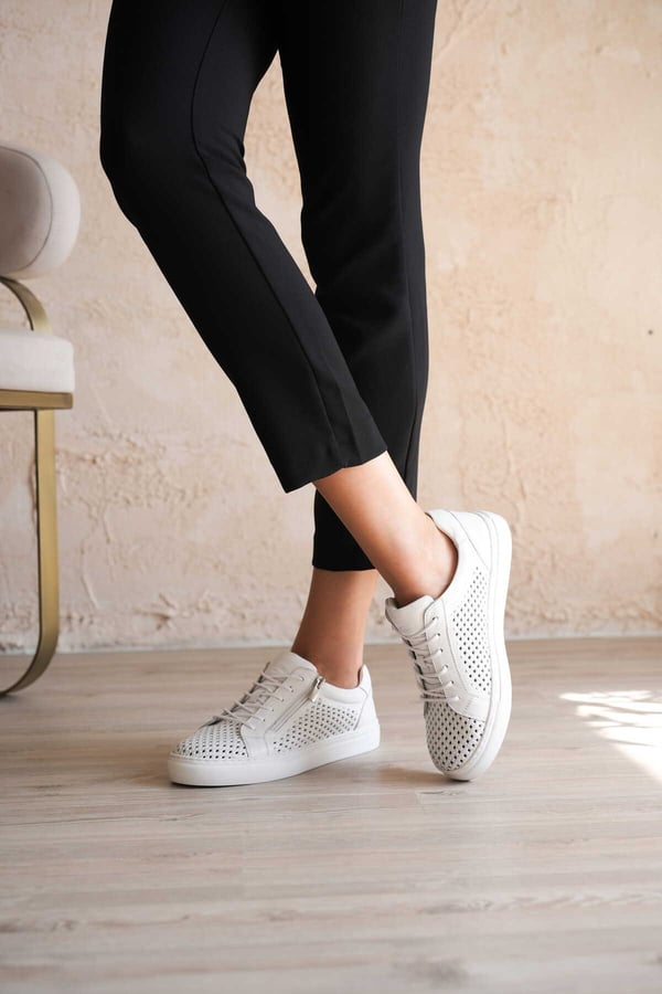 Lizbon Kadın Sneaker Beyaz Hakiki Deri Comfort Yumuşak Taban Günlük Spor Ayakkabı