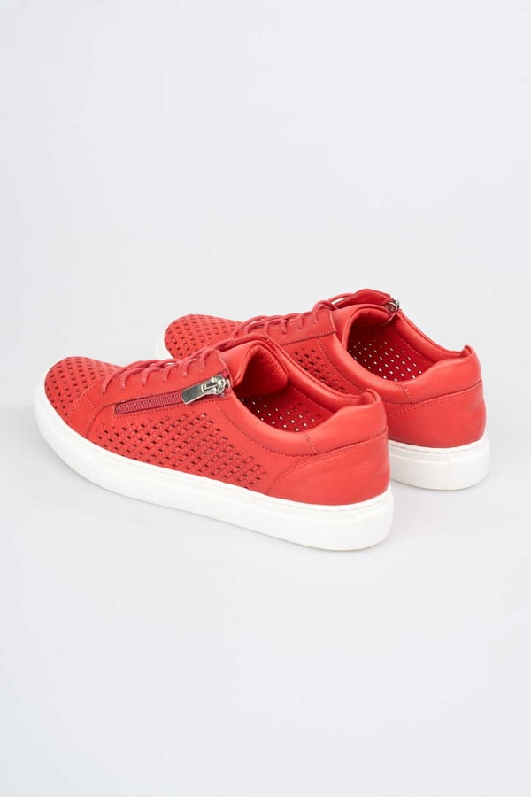 Lizbon Kadın Sneaker Kırmızı Hakiki Deri Comfort Yumuşak Taban Günlük Spor Ayakkabı