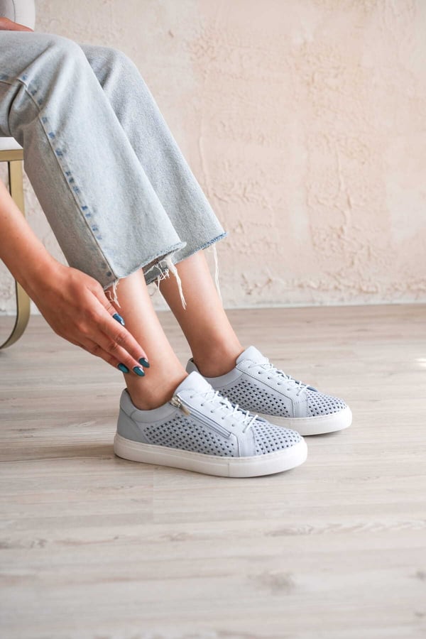 Lizbon Kadın Sneaker Mavi Hakiki Deri Comfort Yumuşak Taban Günlük Spor Ayakkabı