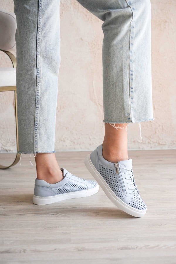 Lizbon Kadın Sneaker Mavi Hakiki Deri Comfort Yumuşak Taban Günlük Spor Ayakkabı