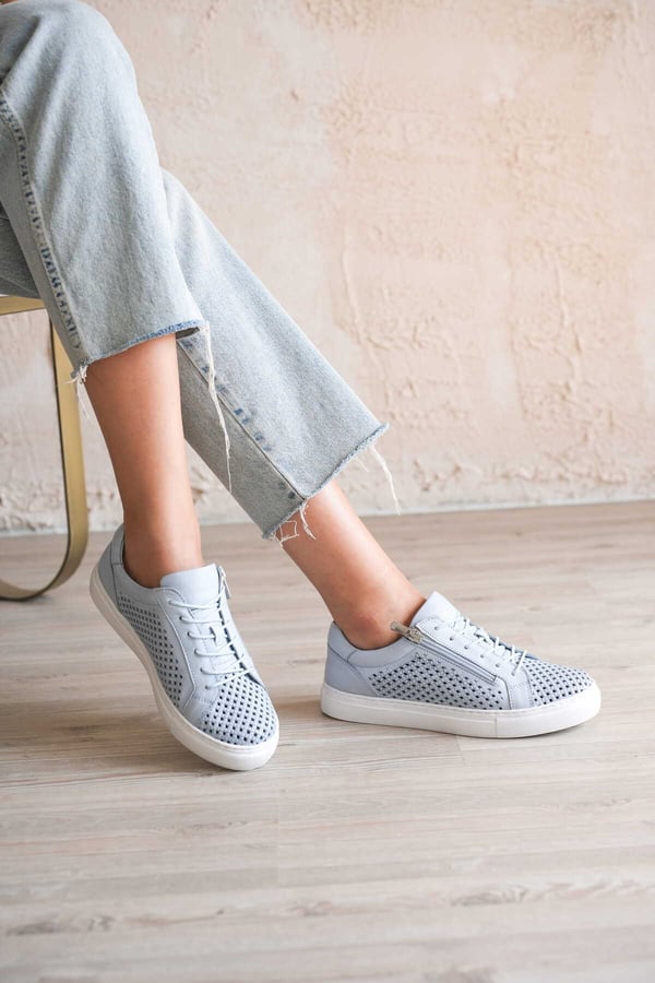 Lizbon Kadın Sneaker Mavi Hakiki Deri Comfort Yumuşak Taban Günlük Spor Ayakkabı