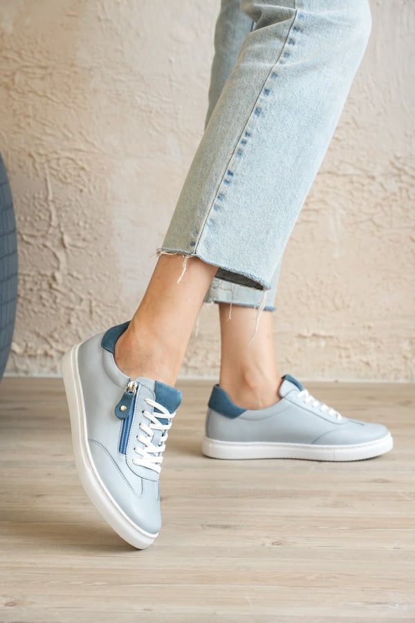 Madrid Kadın Sneaker Mavi Hakiki Deri Comfort Yumuşak Taban