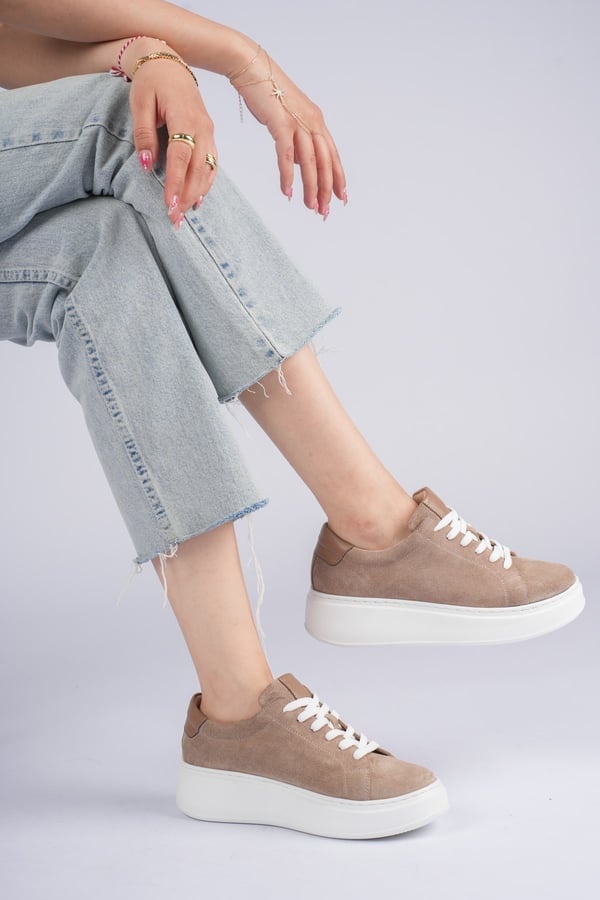 Nice Kadın Sneaker Deri Süet İçi Deri Comfort Yumuşak Taban Günlük Ayakkabı