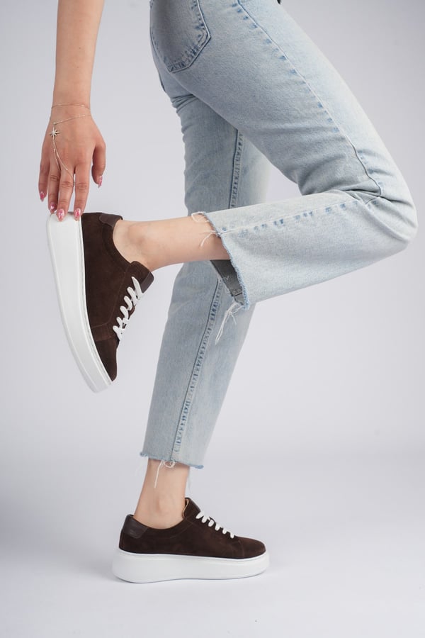 Nice Kadın Sneaker Deri Süet İçi Deri Comfort Yumuşak Taban Günlük Ayakkabı