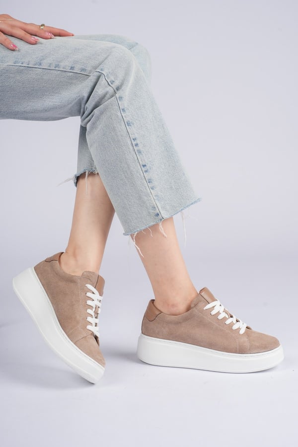 Nice Kadın Sneaker Deri Süet İçi Deri Comfort Yumuşak Taban Günlük Ayakkabı
