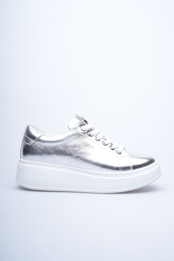 Paris Hakiki Deri Kadın Sneaker Comfort Yumuşak Günlük Spor Ayakkabı Gümüş