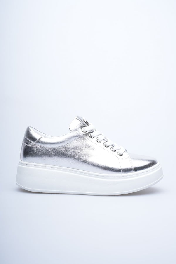 Paris Hakiki Deri Kadın Sneaker Comfort Yumuşak Günlük Spor Ayakkabı Gümüş