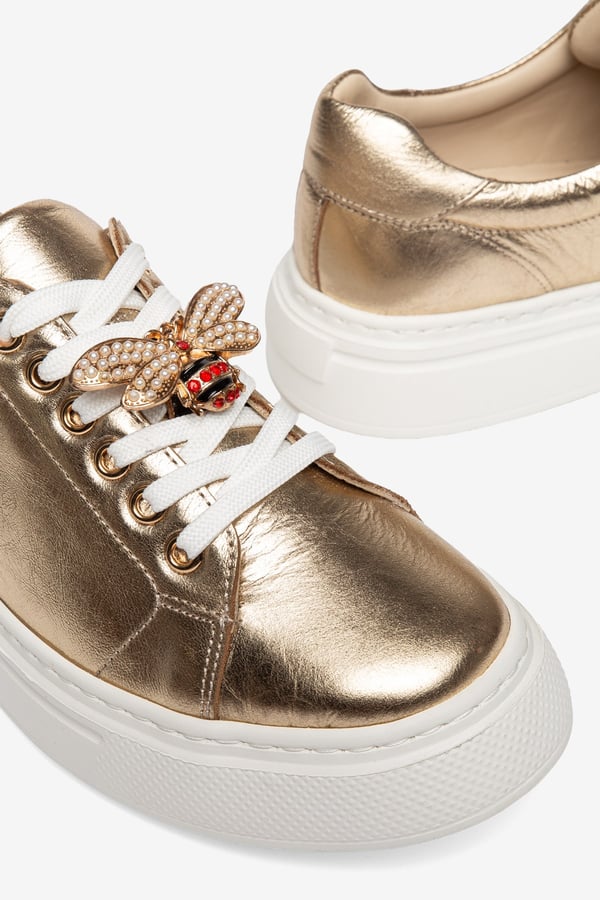 Valencia Kadın Sneaker Altın Hakiki Deri Comfort Yumuşak Taban