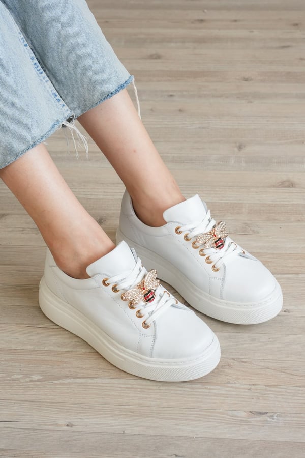 Valencia Kadın Sneaker Beyaz Hakiki Deri Comfort Yumuşak Taban Günlük Spor Ayakkabı