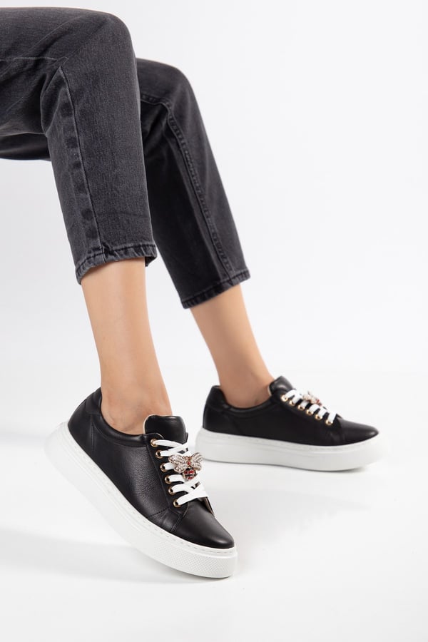 Valencia Kadın Sneaker Siyah Hakiki Deri Comfort Yumuşak Taban