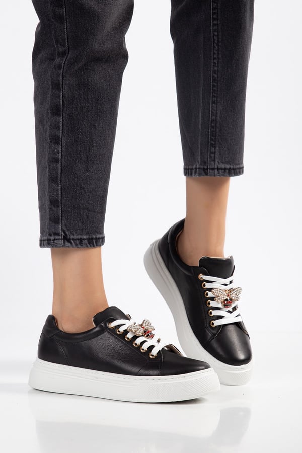 Valencia Kadın Sneaker Siyah Hakiki Deri Comfort Yumuşak Taban
