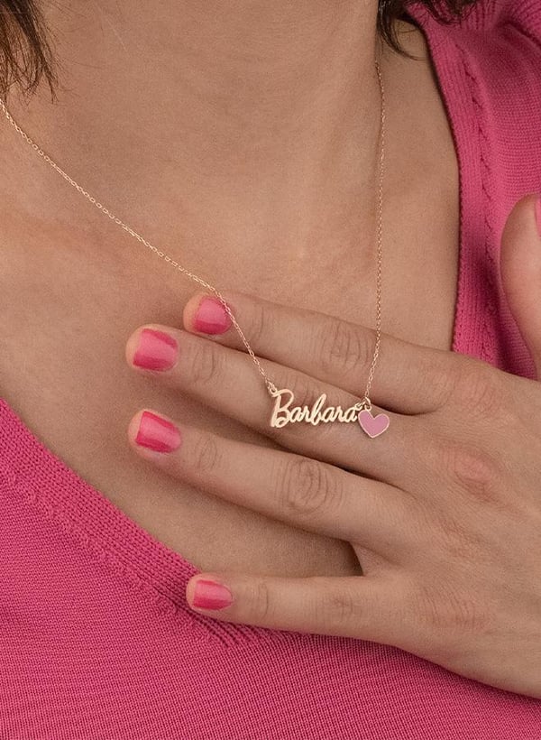 925 Ayar Gümüş Barbie İsimli Mineli Kolye