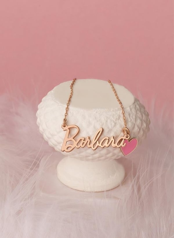 925 Ayar Gümüş Barbie İsimli Mineli Kolye