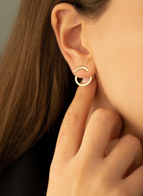 925 AYAR GÜMÜŞ EAR JACKET YUVARLAK KÜPE