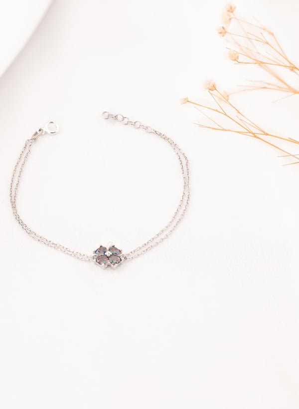 925 AYAR GÜMÜŞ MİSTİK TOPAZ YONCA BİLEKLİK