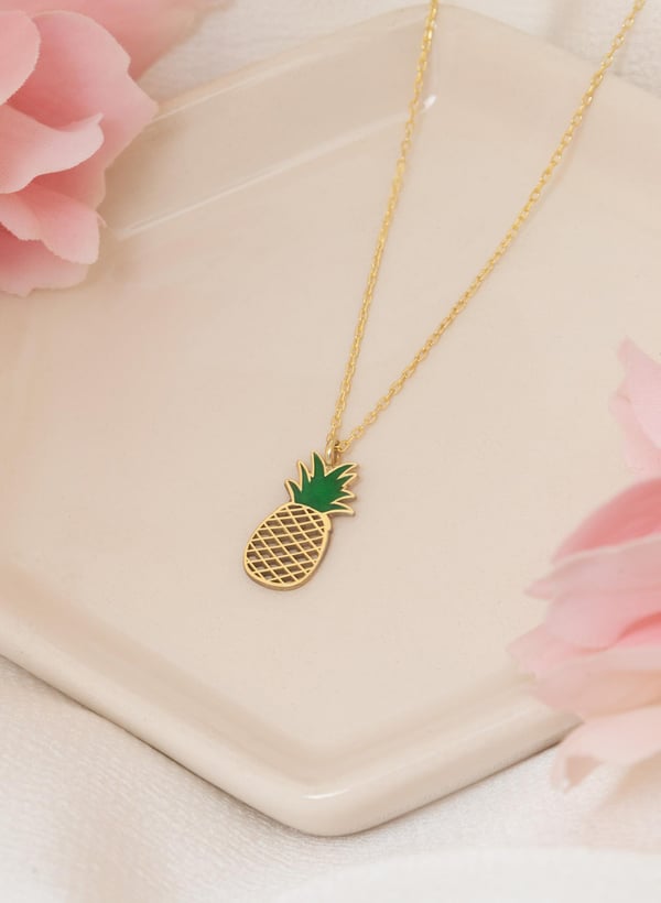 MİNELİ ANANAS ŞEKLİNDE GÜMÜŞ KOLYE