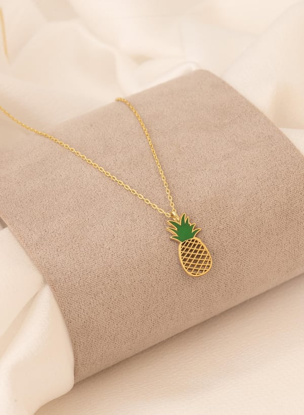 MİNELİ ANANAS ŞEKLİNDE GÜMÜŞ KOLYE
