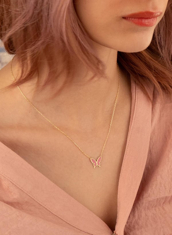 MİNELİ KELEBEK KOLYE