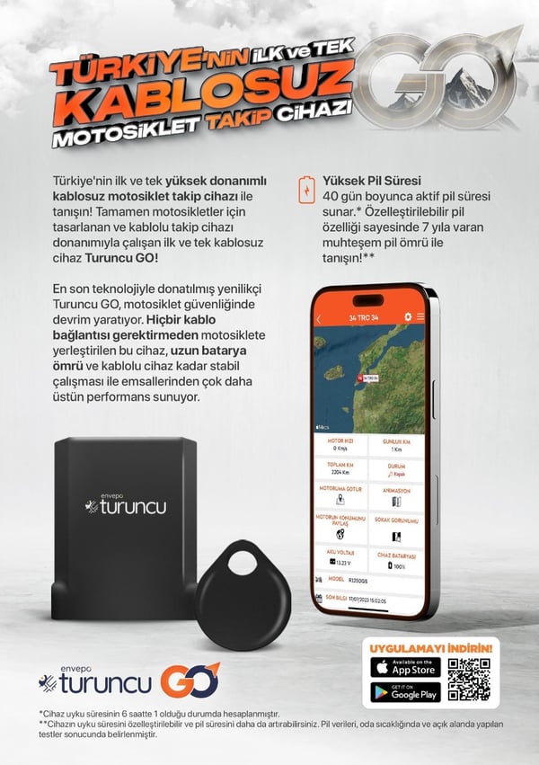 TURUNCU GO KABLOSUZ MOTORSİKLET TAKİP CİHAZI