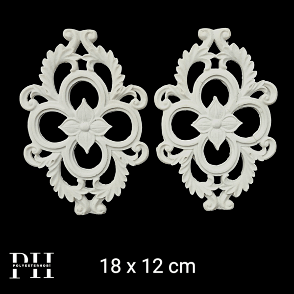 DA 412 - Polyester Aplik 2 Li Set Mobilya ve Dekor Tamamlayıcı Oyma Ham Obje