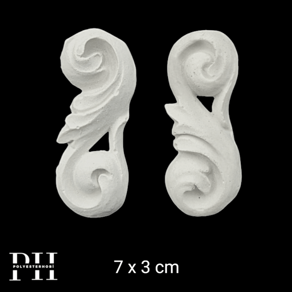 DA 424 - Polyester Aplik 2 Li Set Mobilya ve Dekor Tamamlayıcı Oyma Ham Obje