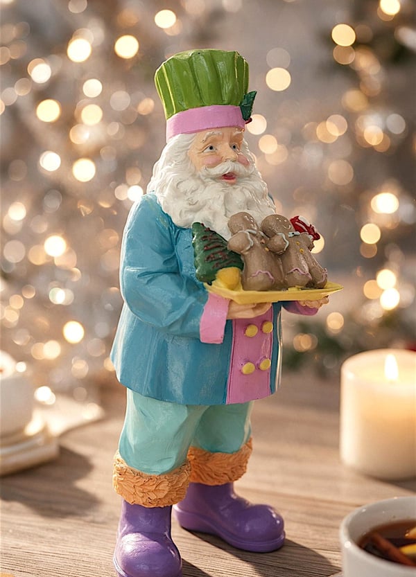 Dekoratif Aşçı Noel Baba Hediyelik Yılbaşı ve Ev Obje (42 x 26 cm)