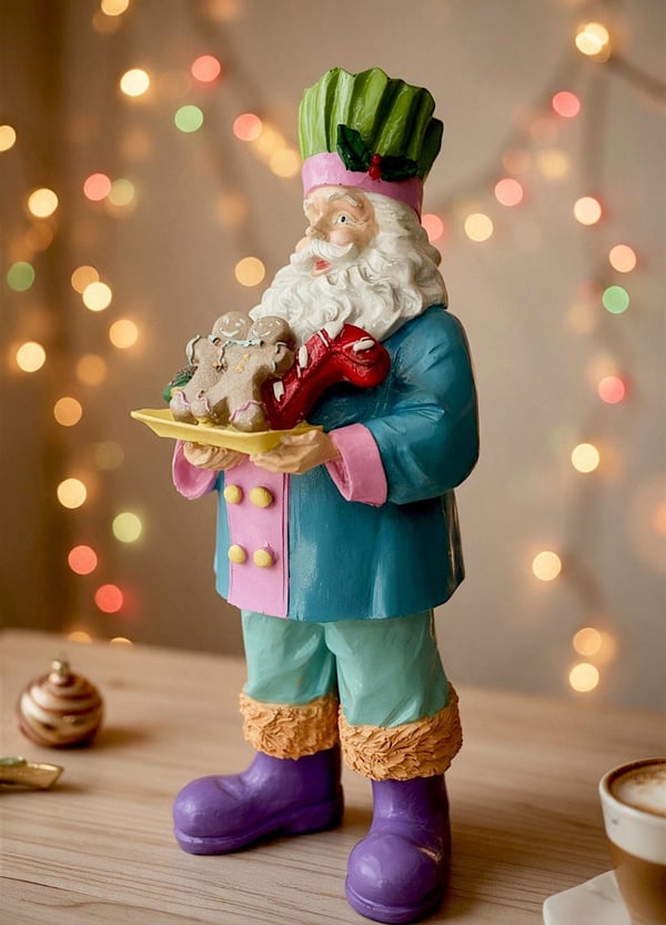 Dekoratif Aşçı Noel Baba Hediyelik Yılbaşı ve Ev Obje (42 x 26 cm)