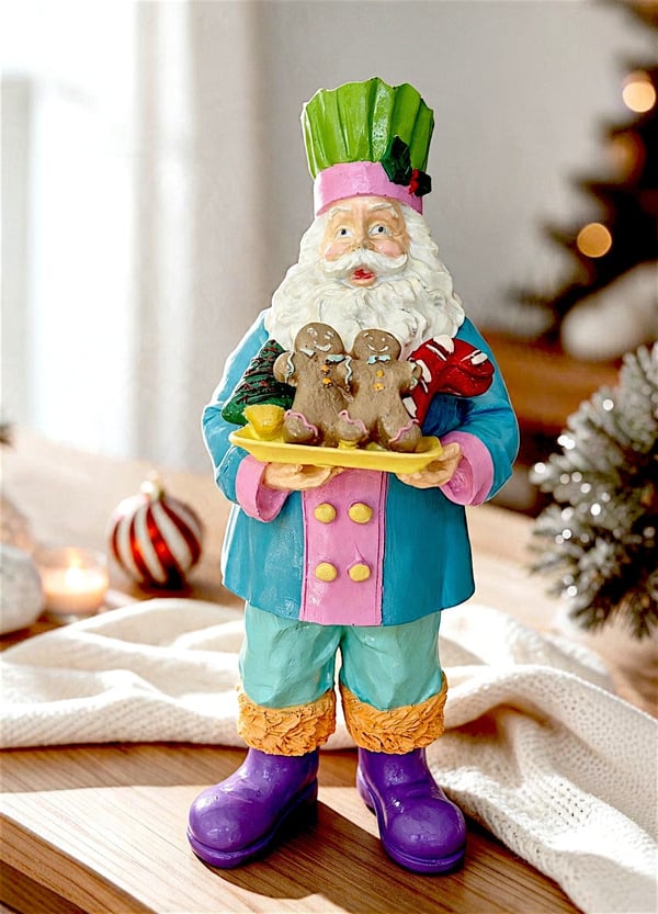 Dekoratif Aşçı Noel Baba Hediyelik Yılbaşı ve Ev Obje (42 x 26 cm)