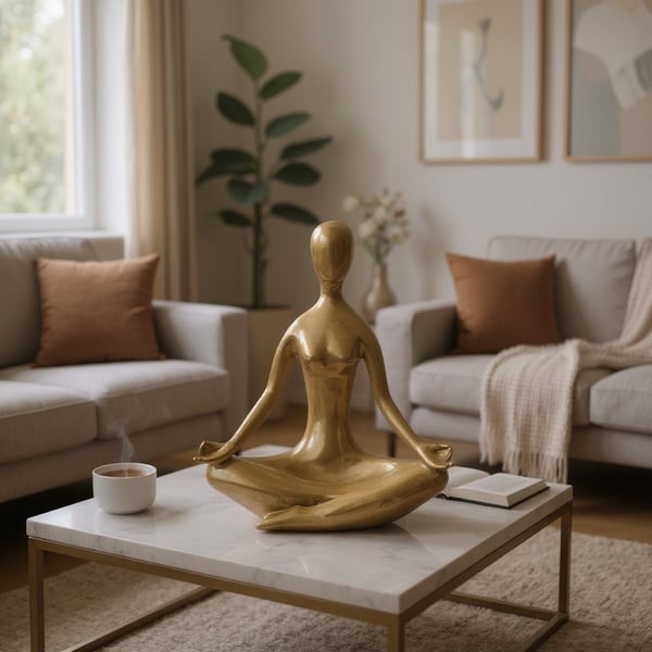 Dekoratif Yoga Yapan Kadın Modern Büst Meditasyon Heykel  Ev ,Ofis Dekor Hediyelik Obje (26 X 20 cm)
