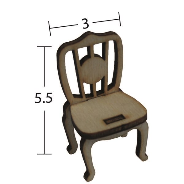 Minyatür Sandalye ( 5.5 x 3 cm ) Ahşap Obje ,Mimari Proje , Oyun Mobilya