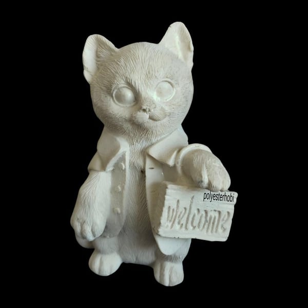 Ob 2507 - Welcome Kedi Biblo Ham Polyester Ev Dekor
