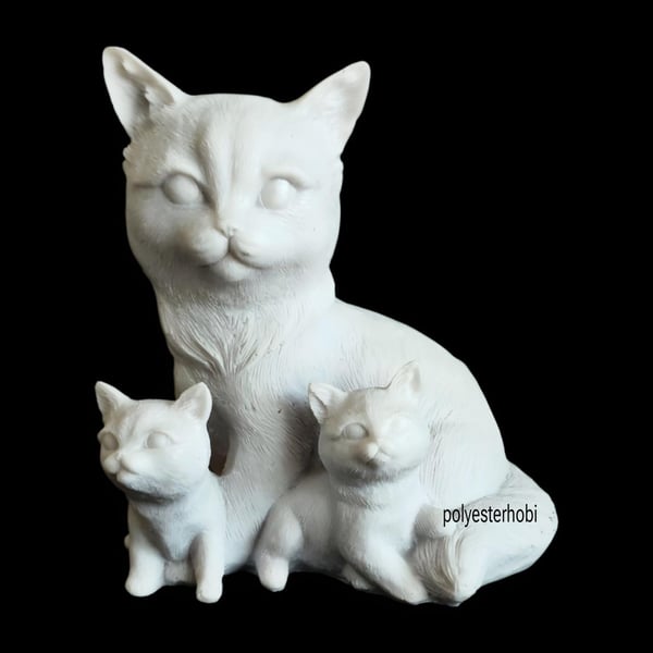Ob 2508 - Yavrulu Kedi Biblo Ham Polyester Ev Dekor