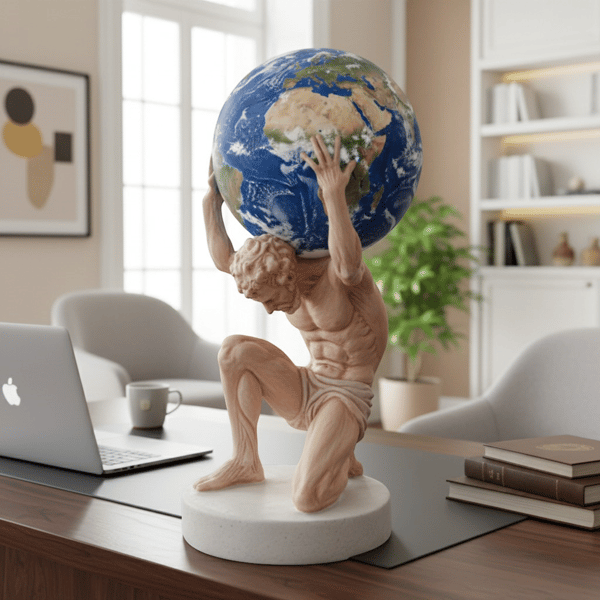 Ob 2640 - Atlas Mitolojik Heykel Ham Polyester Dekoratif Büst