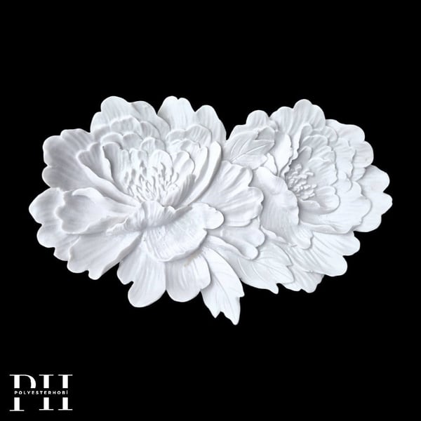 OB 2667 - Gül Çiçek Detaylı Duvar Tabak/ Sunumluk  Ham Polyester Dekoratif Obje