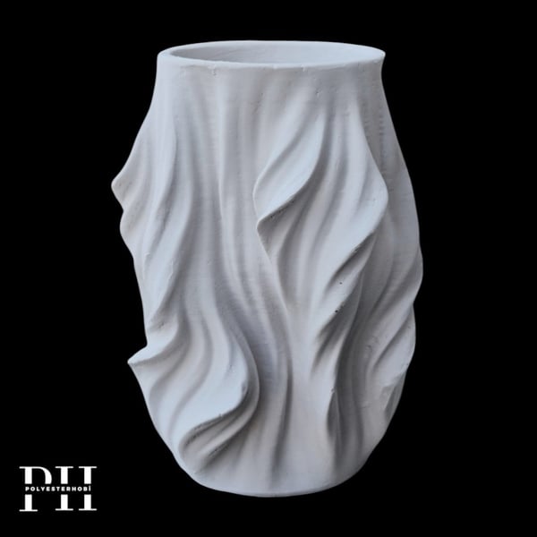OB 2700 - Ağaç Desenli Saksı Ham Polyester Dekoratif Obje (20 x 11 cm)