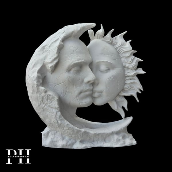 OB 2702 - Ay Ve Güneş Dekoratif Heykel Ham Polyester Obje (26 x 25 cm)