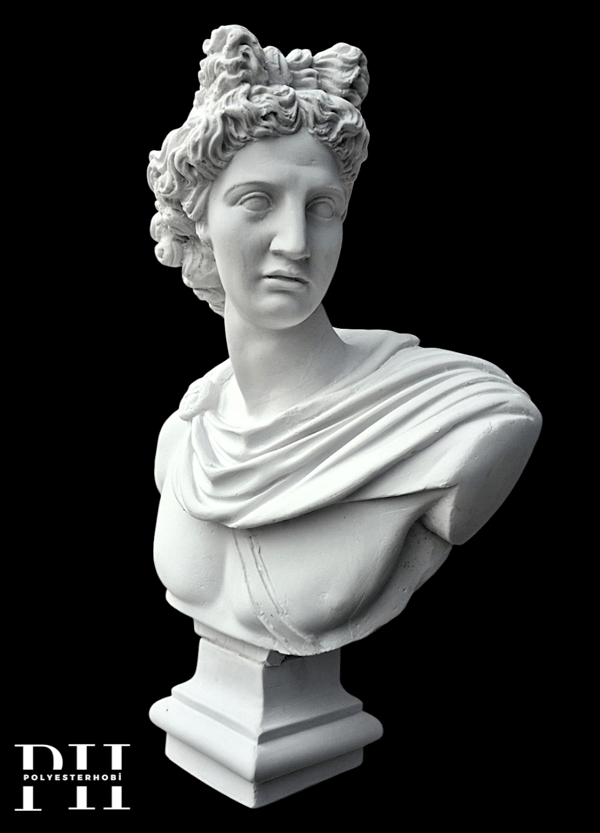 OB 2708 - Dev Athena Büst Mitolojik Heykel Ham Polyester Obje (50 x 35 cm)